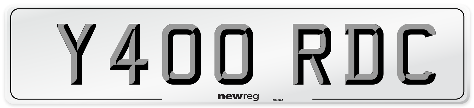 Y400 RDC Number Plate from New Reg